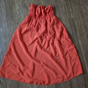 Topshop Bright Orange Strapless Maxi Dress